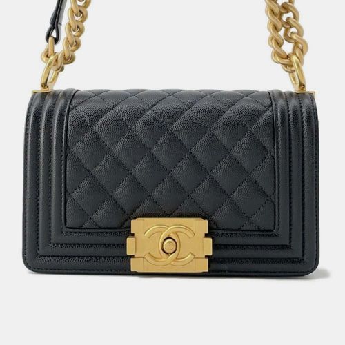 Chanel Black Boy Small Matelasse Coco Mark Chain Shoulder Bag - Chanel - Modalova