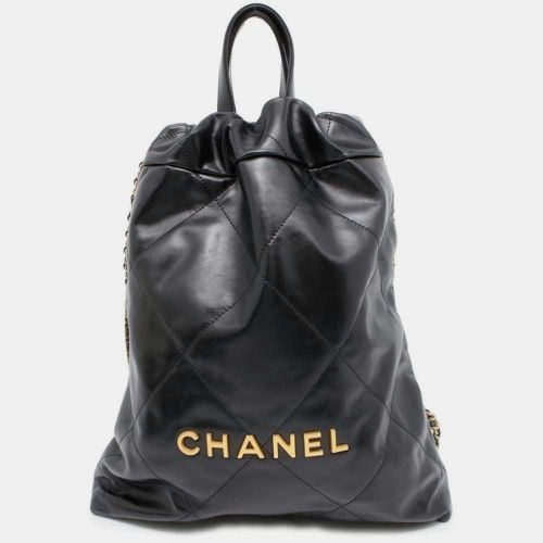 Chanel Black Shiny Calf Leather Backpack 22 - Chanel - Modalova