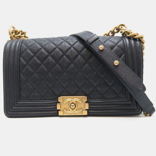 Chanel Navy Caviar Skin Boy 25 Chain Shoulder Bag - Chanel - Modalova