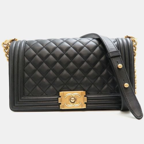 Chanel Black Lambskin Boy 25 Chain Shoulder Bag - Chanel - Modalova