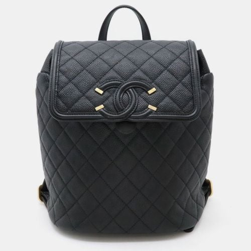 Chanel Black Caviar Skin Leather Cc Filigree Coco Mark Backpack - Chanel - Modalova