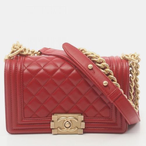 Chanel Red Lambskin Boy Chanel Shoulder Bag - Chanel - Modalova