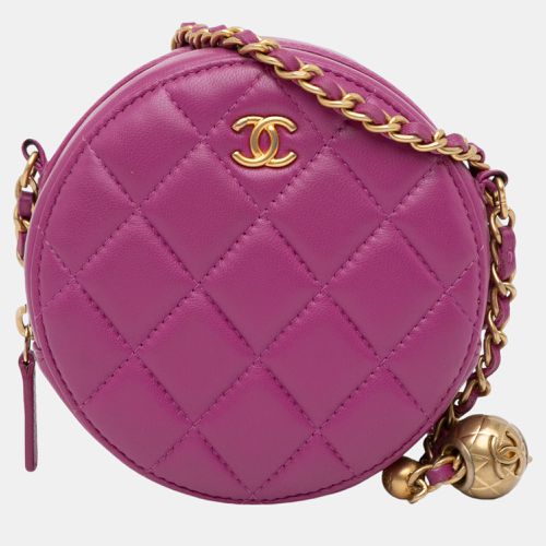 Chanel Pink CC Quilted Lambskin Pearl Crush Round Clutch with Chain - Chanel - Modalova