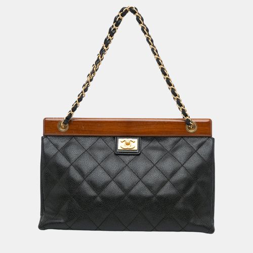 Chanel Black/Brown Quilted Caviar Wood Chain Shoulder Bag - Chanel - Modalova