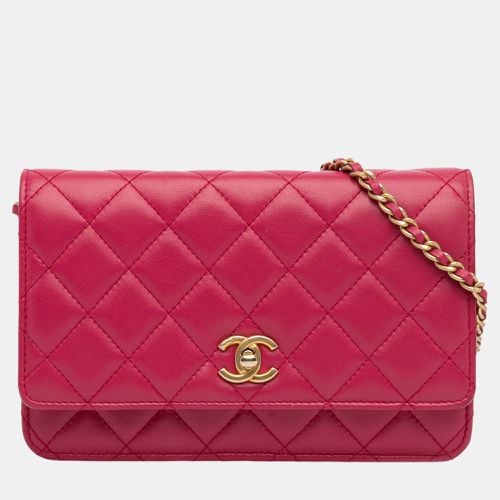 Chanel Pink Lambskin Pearl Crush Wallet On Chain - Chanel - Modalova