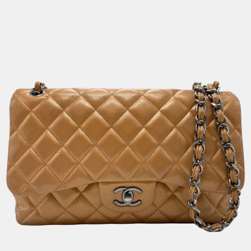 Chanel Light Bronze Caviar Skin Leather Matelasse Double Flap Shoulder Bag - Chanel - Modalova