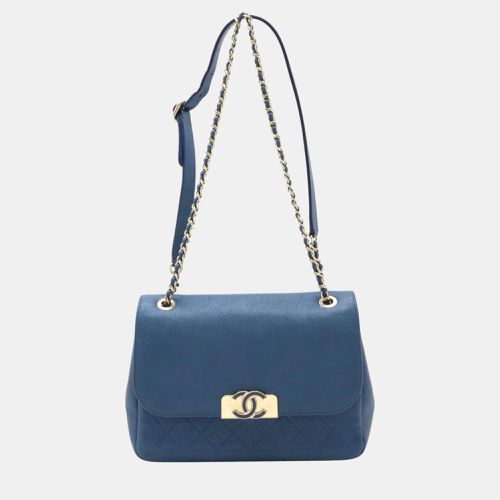 Chanel Blue Caviar Skin Matelasse Coco Mark Chain Shoulder Bag - Chanel - Modalova