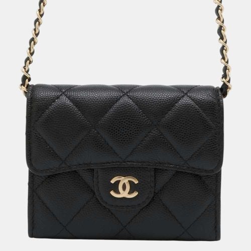 Chanel Black Caviar Skin Matelasse Chain Wallet - Chanel - Modalova