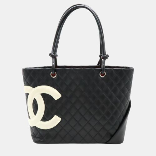 Chanel Black White Soft Calfskin Cambon Line Coco Mark Large Tote Bag - Chanel - Modalova