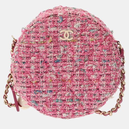 Chanel Pink Tweed Matelasse Round Chain Shoulder Bag - Chanel - Modalova