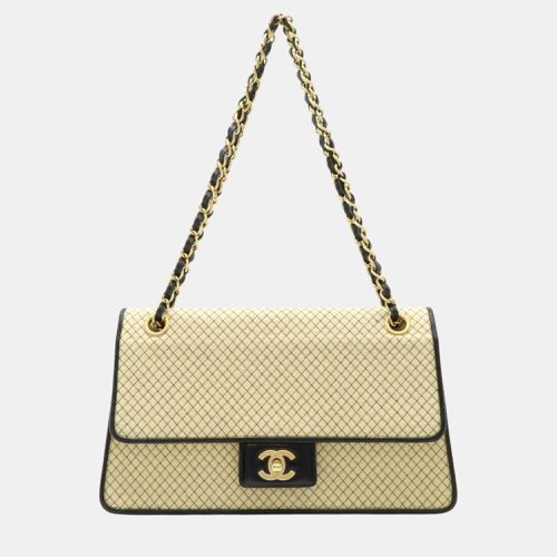 Chanel Cotton Jersey Enamel Micro Quilted Coco Mark Chain Shoulder Bag - Chanel - Modalova