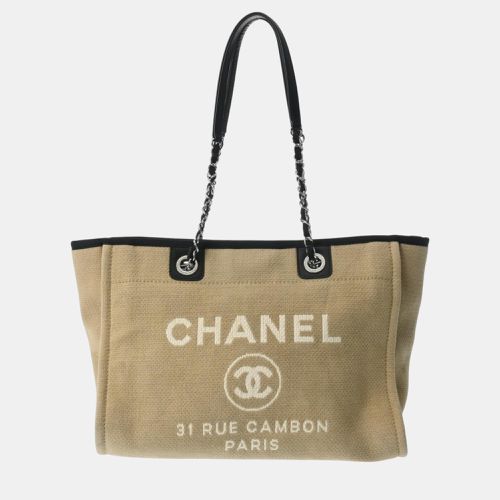 Chanel Beige/Black Canvas/Leather Deauville Chain Tote Bag - Chanel - Modalova