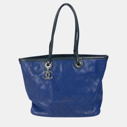 Chanel Navy Black Matelasse Quilted Tote Bag - Chanel - Modalova