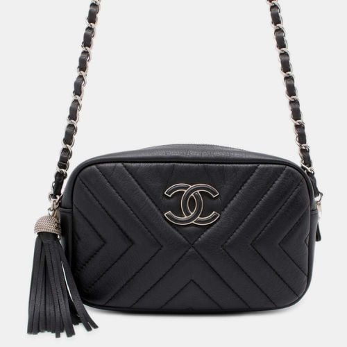 Chanel Black Leather Chevron Chain Shoulder Bag - Chanel - Modalova