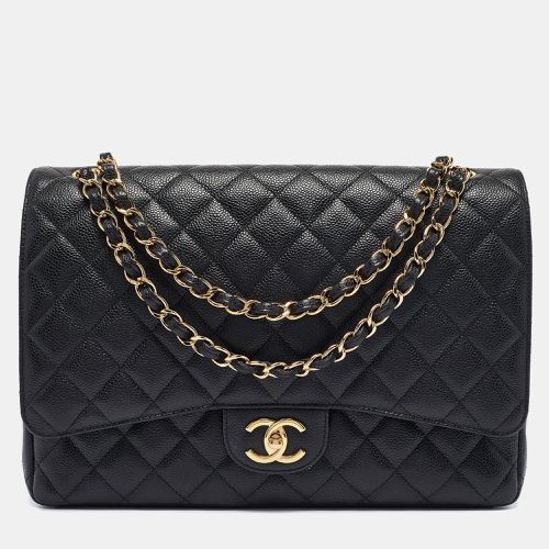 Chanel Black Quilted Caviar Leather Maxi Classic Double Flap Bag - Chanel - Modalova