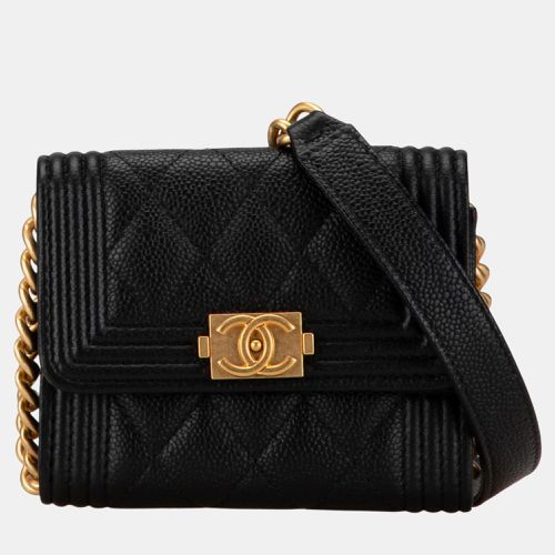 Quilted Caviar Boy Card Holder with Chain - Chanel - Modalova