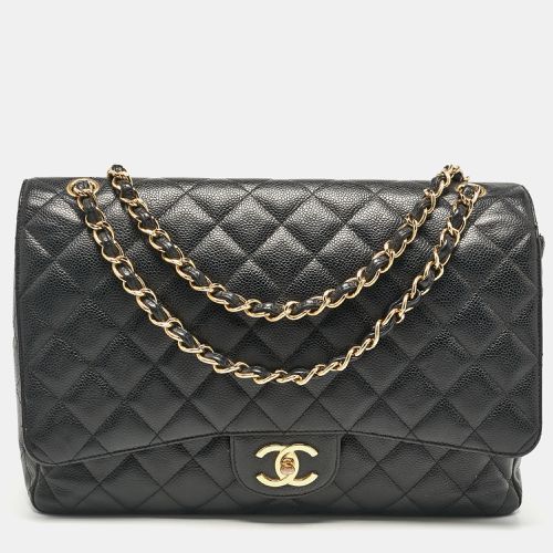 Chanel Black Quilted Caviar Leather Maxi Classic Double Flap Bag - Chanel - Modalova