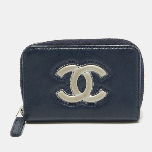 Chanel Blue/Silver Leather CC Zip Coin Purse - Chanel - Modalova