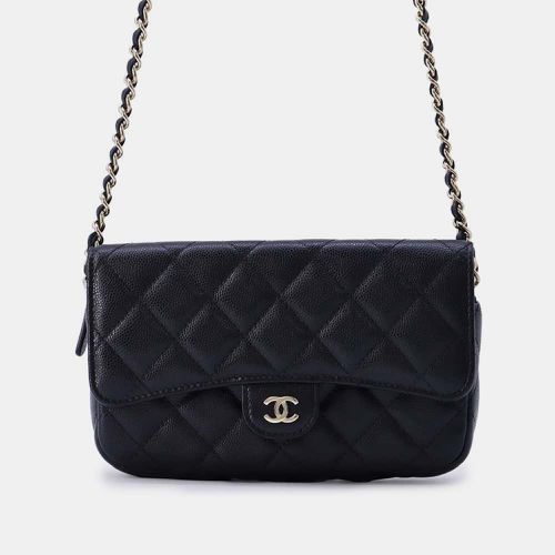 Chanel Black Caviar Leather Matelasse Flap Chain Shoulder Phone Pouch - Chanel - Modalova