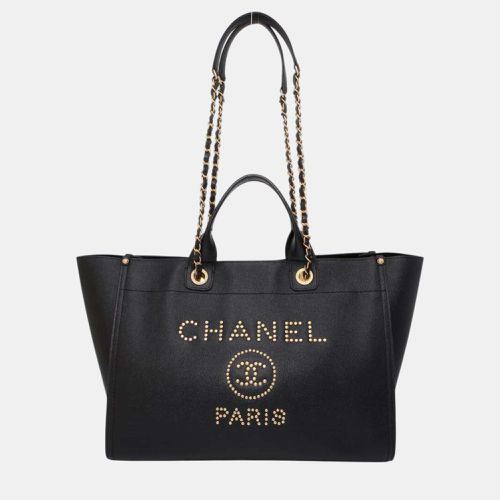 Chanel Black Caviar Leather Deauville Studded Chain Tote Large bag - Chanel - Modalova