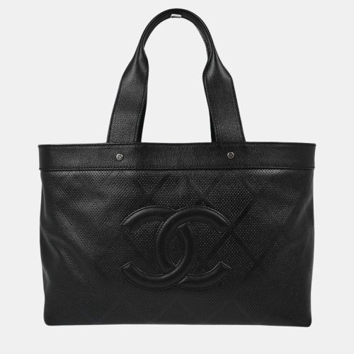 Chanel Black Perforated Calfskin Tote Handbag - Chanel - Modalova