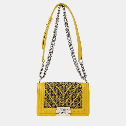 Tweed V Stitch Boy Small Double Chain Shoulder Bag - Chanel - Modalova