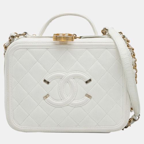 Chanel White Medium Caviar Filigree Vanity Case - Chanel - Modalova