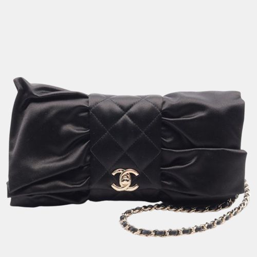 Chanel Black CC Satin Bow Clutch with Chain - Chanel - Modalova