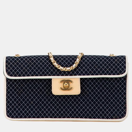 Chanel Navy Blue Small Quilted Jersey East West Flap - Chanel - Modalova