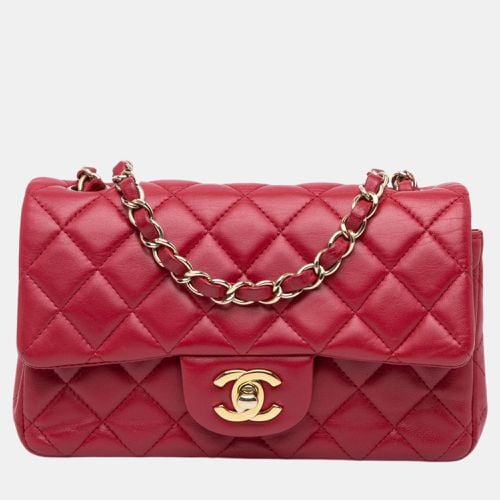 Chanel Red Mini Rectangular Classic Lambskin Single Flap - Chanel - Modalova