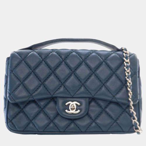 Chanel Navy Blue Medium Easy Carry Flap Satchel - Chanel - Modalova