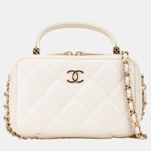 Chanel White Mini CC Caviar Top Handle Vanity Case - Chanel - Modalova