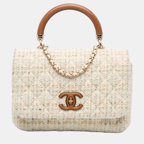 Chanel White Tweed Knock on Wood Satchel - Chanel - Modalova