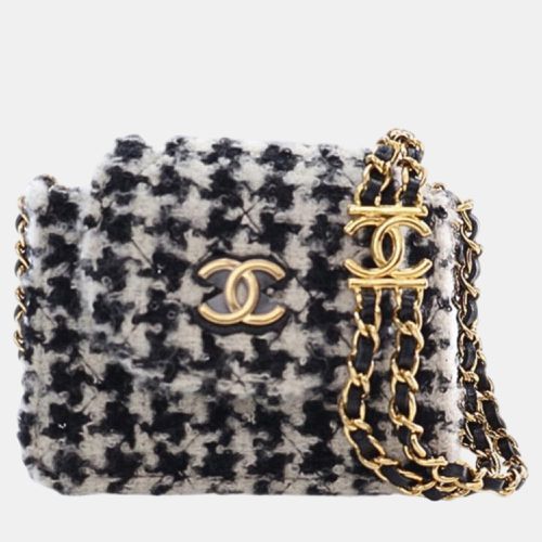 Chanel Black/White Mini CC Tweed Houndstooth Accordion Flap - Chanel - Modalova