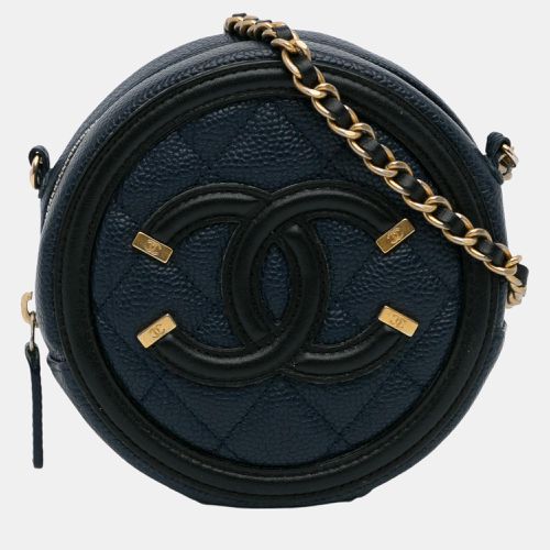 Chanel Blue Caviar CC Filigree Round Crossbody Bag - Chanel - Modalova