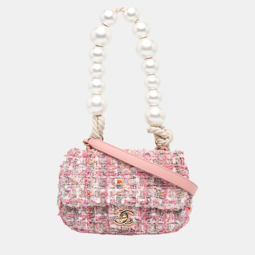 Chanel Pink Mini Tweed Pearl Handle Flap - Chanel - Modalova