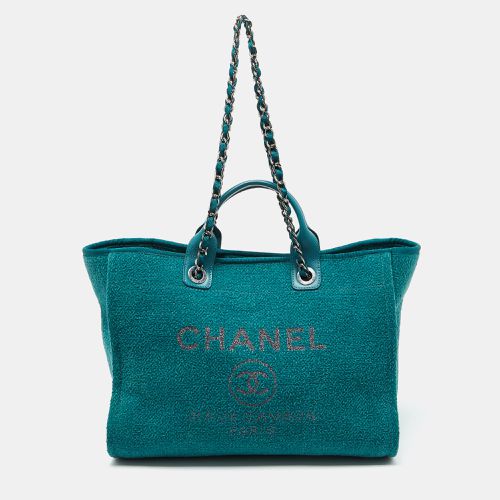 Chanel Teal Green Tweed Large Deauville Shopper Tote - Chanel - Modalova