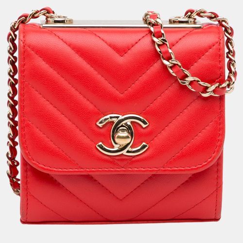 Chanel Red Mini Chevron Quilted Lambskin Trendy CC Chain Wallet - Chanel - Modalova