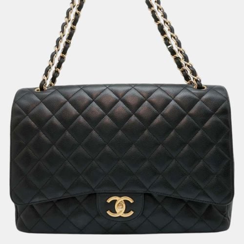 Chanel Black Caviar Leather Jumbo Matelasse W Flap Chain Shoulder Bag Size 34 - Chanel - Modalova