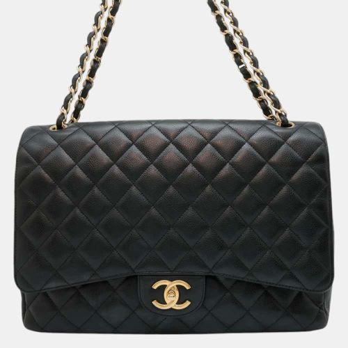 Chanel Jumbo Matelasse W Flap Chain Shoulder Bag Black Caviar Leather Size 34 - Chanel - Modalova