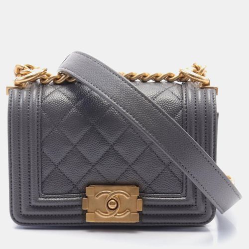 Gray Caviar Skin (Grained Calf) Boy Matelasse Shoulder Bag - Chanel - Modalova