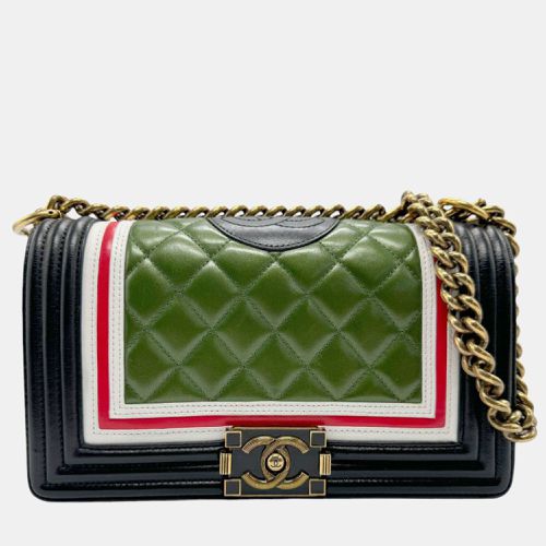 Chanel Black Metallic Green Gold Leather Boy Chanel Shoulder Bag - Chanel - Modalova