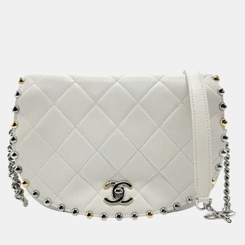 Chanel Off-White Silver Gold Leather Matelasse Shoulder Bag - Chanel - Modalova