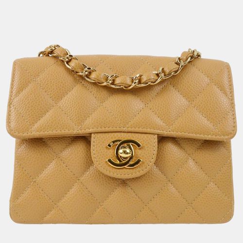 Chanel Beige Calfskin Mini Classic Square Flap Shoulder Bag 17 - Chanel - Modalova