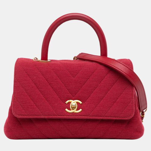 Chanel Red Small Chevron Jersey Coco Top Handle Satchel - Chanel - Modalova