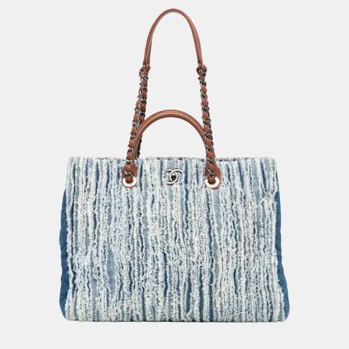 Chanel Blue Large Fringed Denim Shopping Tote - Chanel - Modalova