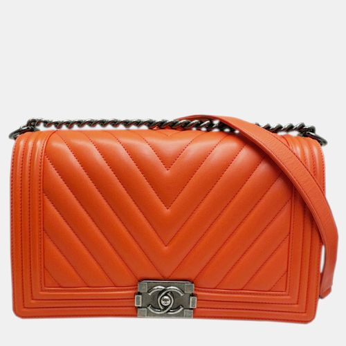 Chanel Leather Orange V Stitch 23 Series Boy Chanel Chain Shoulder Bag - Chanel - Modalova