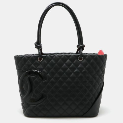 Chanel Soft Calfskin Enamel Black Pink Cambon Line Coco Mark Large Tote Bag - Chanel - Modalova