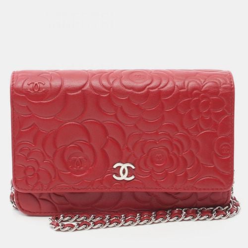 Chanel Lambskin Red Camellia Shoulder Bag - Chanel - Modalova