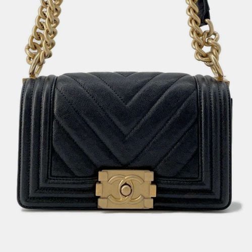 Chanel Black Boy Small Matelasse Coco Mark Chain Shoulder Bag - Chanel - Modalova